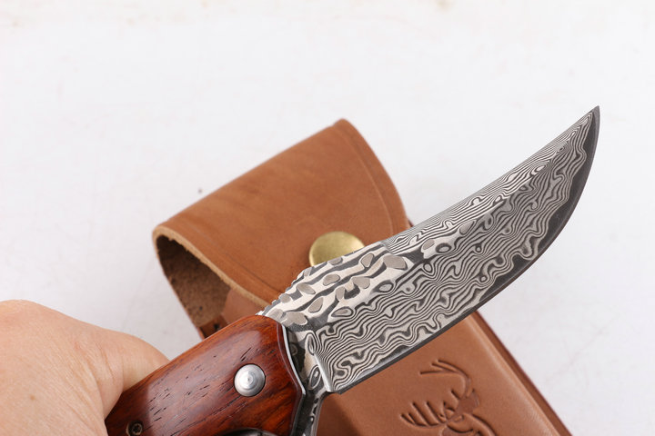 Mild Deer VG10 Damascus folding knife with ebony handle UD404894
